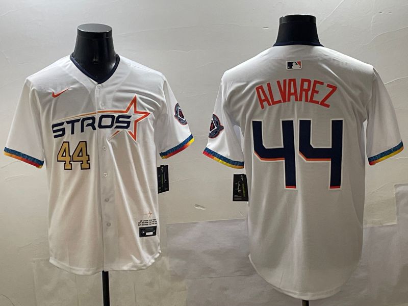 Men Houston Astros #44 Alvarez White Fourth generation Joint Name 2025 Nike MLB Jersey style 3